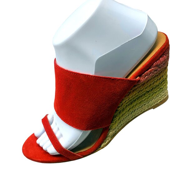 Free People Glorieta Red Suede Rainbow Ombre‎ Espadrille Wedge Sandals - Picture 4 of 12